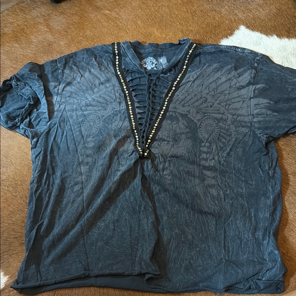 Affliction Black Short Sleeve Tee Casual Style